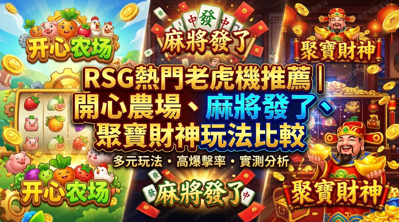 RSG熱門老虎機推薦｜開心農場、麻將發了、聚寶財神玩法比較