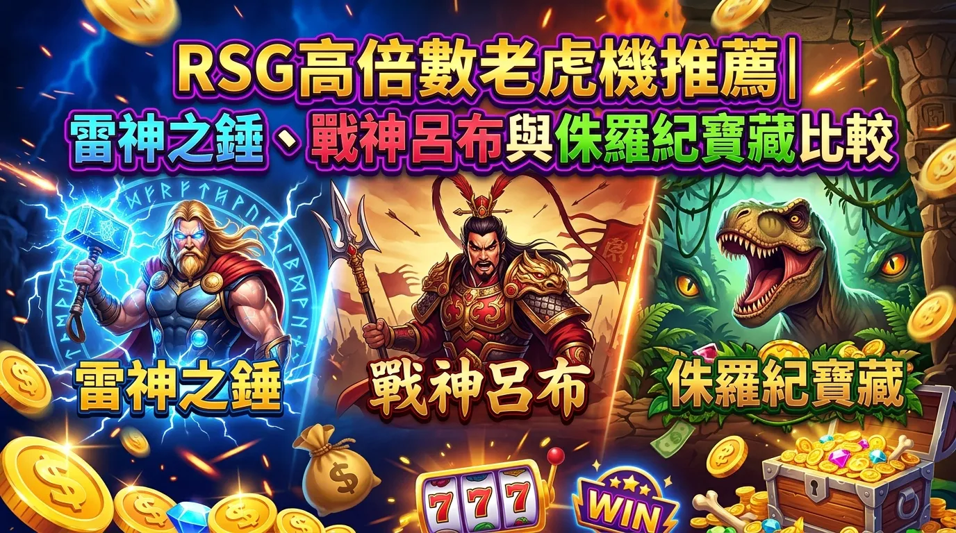 RSG高倍數老虎機推薦｜雷神之錘、戰神呂布與侏羅紀寶藏比較