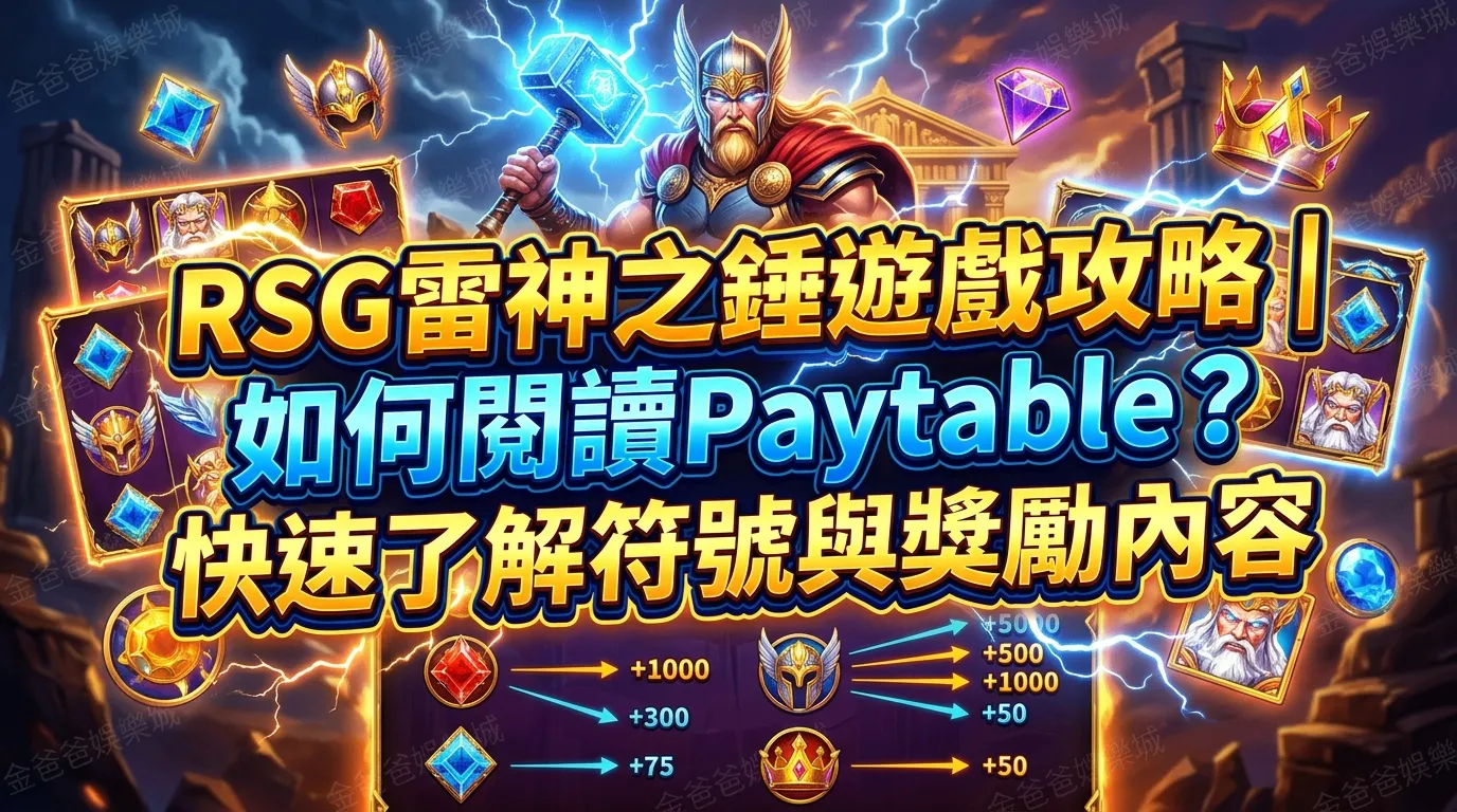 RSG雷神之錘遊戲攻略｜如何閱讀Paytable？快速了解符號與獎勵內容